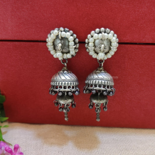 "Stuti" Silver Look Alike Oxidized Earrings