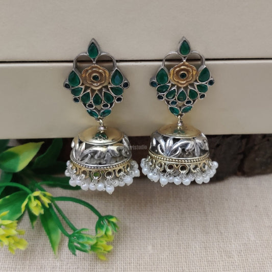 "Lamha" Silver Look Alike Dual Tone Earrings