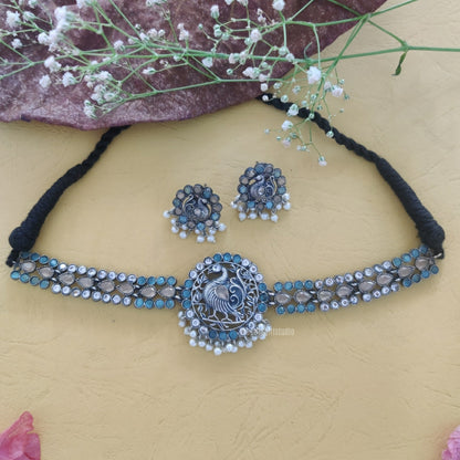 "Sleek" Silver Look Alike Oxidised Choker