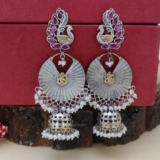 "Chitra" Silver Look Alike Oxidized Earring
