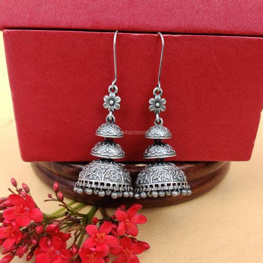 “Minar” Silver Look Alike Oxidised Dangler