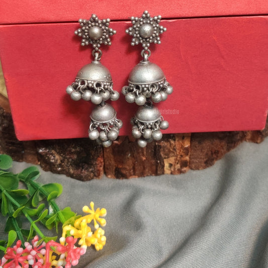 "Mastani" Silver Look Alike Oxidized Earring