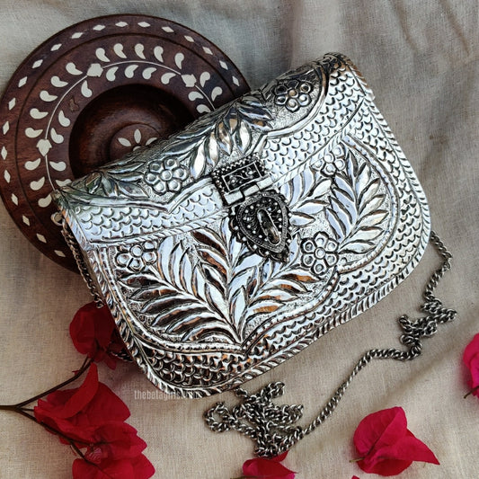 “Pankhi” Silver Look Alike Oxidised Sling Bag