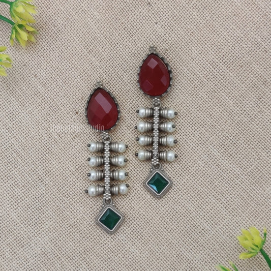 "Mystic" Silver Look Alike Stone Earrings