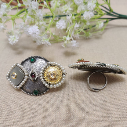 "Bella" Silver Look Alike Dual Tone Ring