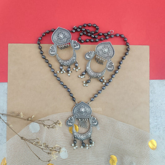 “Nam” Silver Look Alike Oxidised Necklace