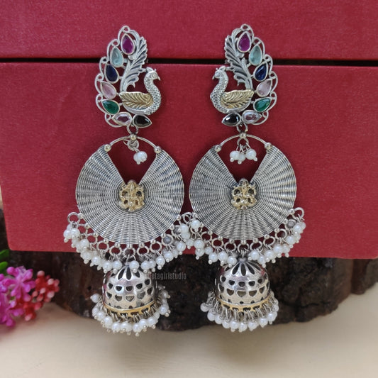 "Chitra" Silver Look Alike Oxidized Earring