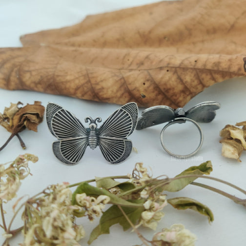 "Butterfly" Silver Look Alike Oxidized Ring