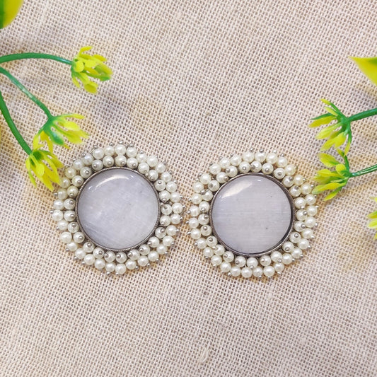 "Dusky" Silver Look Alike Stud Earrings