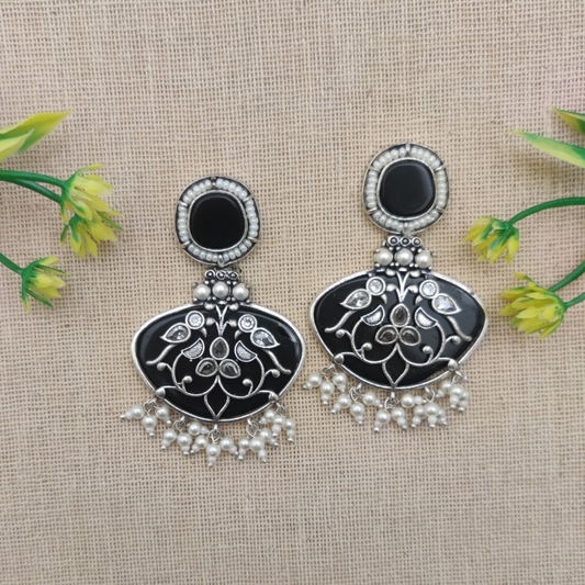 "Stanza" Silver Look Alike Stone Earrings