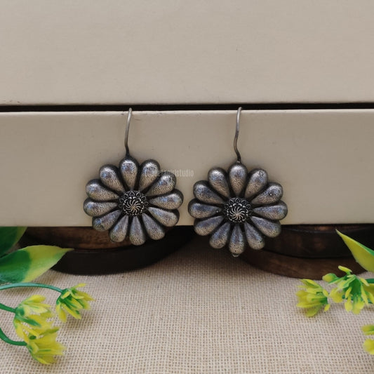 "Bloom"Silver Look Alike Oxidised Dangler