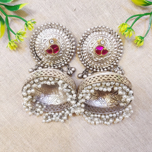 "Ghoomer" Silver Plated Jhumki Earrings