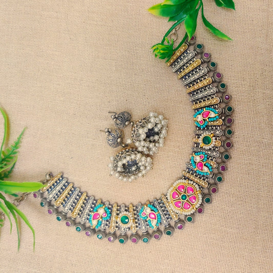 "Gilded Glam" Silver Look Alike Kundan Choker