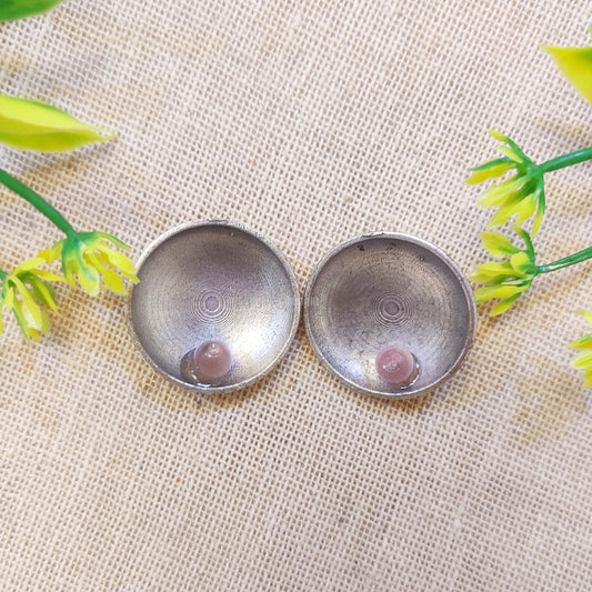 "Circ" Silver Look Alike Stud Earrings