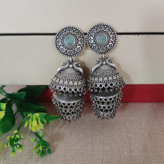 "Awezah"Silver look alike Oxidised Earring