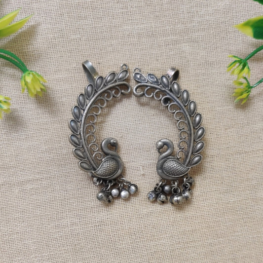 Big peacock Silver Look Alike earcuff