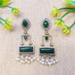 Dark Green Dual Tone Pearls earrings