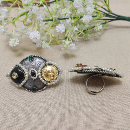 "Bella" Silver Look Alike Dual Tone Ring