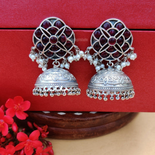 “Viha” Silver Look Alike Oxidised Earring