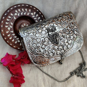 “Rahi” Silver Look Alike Oxidised Sling Bag