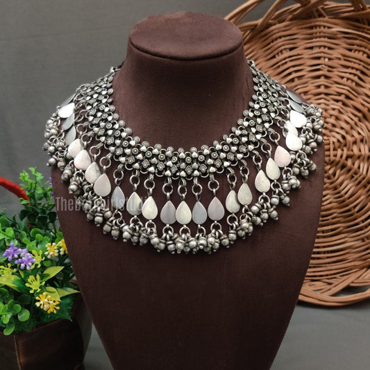 "Riven" Silver Look Alike Oxidised Necklace