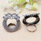 Round elephant oxidised ring