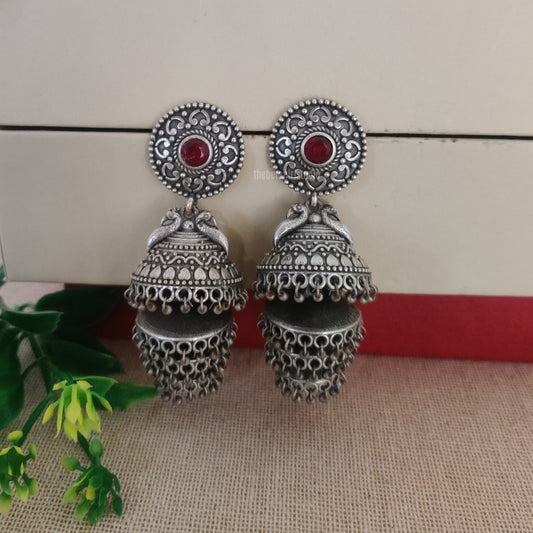 "Awezah"Silver look alike Oxidised Earring