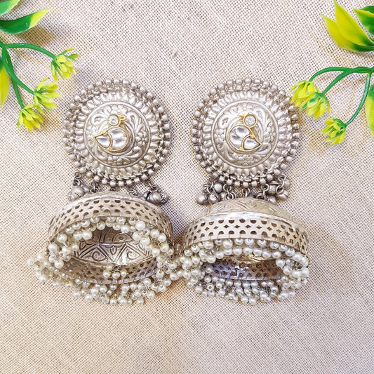 "Ghoomer" Silver Plated Jhumki Earrings