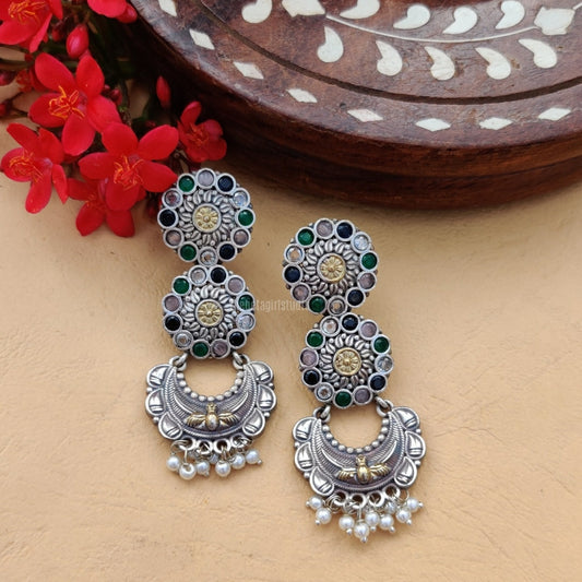 “Iqura” Silver Look Alike Oxidised Earring