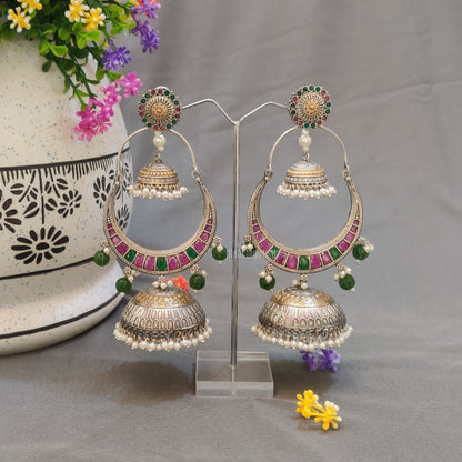 "Elegance" Silver Look Alike Chandbali