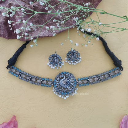 "Sleek" Silver Look Alike Oxidised Choker