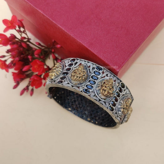 Aditi Silver Look Alike Oxidised Dual Tone Kada