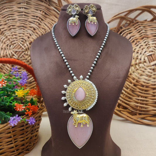 "Hayley " Silver Look Alike Dual Tone Necklace