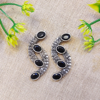 black stone earring