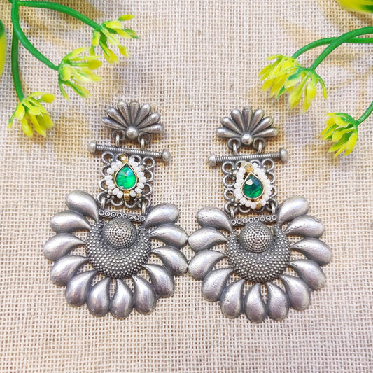 "Tonix" Silver Look Alike Dual Tone Kundan Earring