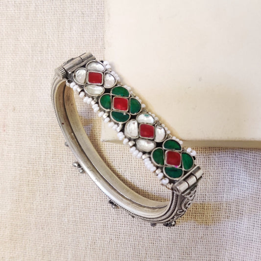 "Munshi" Silver Look Alike Stone Kada