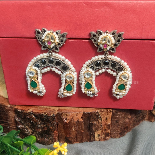 "Udaya" Silver Look Alike Oxidized Earring