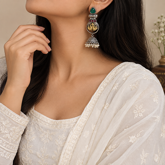 Fierce Dual Tone Statement Earrings for Women