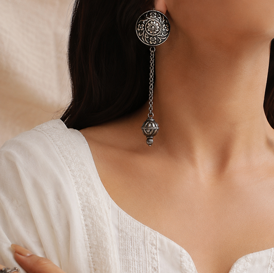 "Kirani" Silver Look Alike Oxidized Earrings