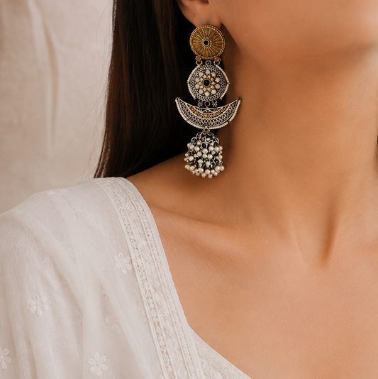 "Luxe" Look Alike Dual Tone Stone Earring
