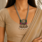 Solara Silver Look Alike Oxidized Long Necklace