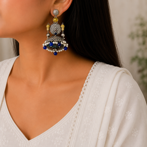 "Girija" Silver Look Alike Oxidized Earrings