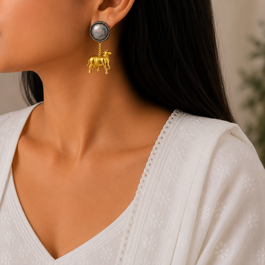 Gaumata Dual Tone Long Earrings