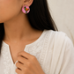 "Prong" Silver Look Alike Oxidized Earring