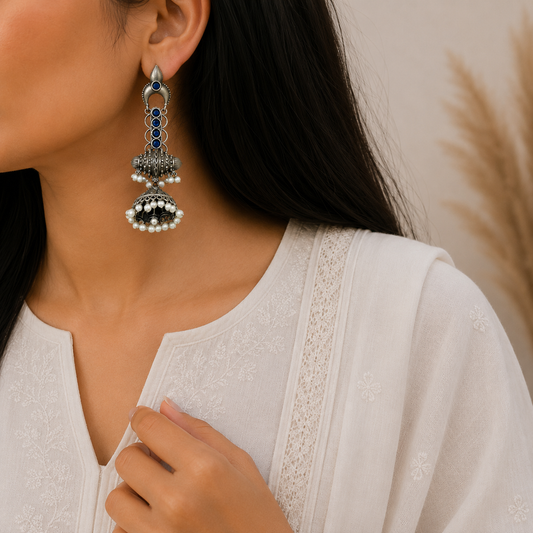 "Nile" Silver Look Alike Oxidized Earrings