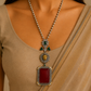 Dustwoven Oxidized Silver Necklace with Red Stone