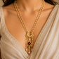 Crest Golden Long Necklace with pearl