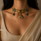 Silken Multicolour Stone Pearl Jhumka Choker With Earrings