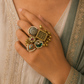 Rolt Silver Look Alike Gold Ring for Women | Navratri Ethnic Adjustable Finger Ring