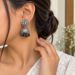 "Celora"Silver Look Alike oxidized Earring